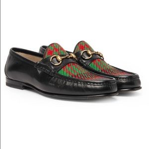 Gucci Roos leather and tweed loafers 41